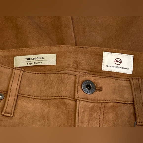 NWT AG Adriano Goldschmied Tan Polished Stretch Suede Super Skinny Legging-Sz 27 - Picture 8 of 13
